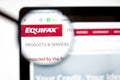 Kiev, Ukraine - april 5, 2019: Equifax logo on the website homepage