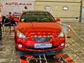 Kiev, Ukraine; April 10, 2014. Magnetic chrome Toyota Solara Royalty Free Stock Photo