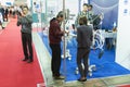 Kiev, Ukraine. April 17 2019. Medical Exhibition. Exhibition of gynecological equipment. Visitors to the exhibition of medical