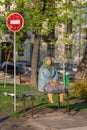 Kiev, Ukraine - April 14, 2016: Monument called `Classical grandmother` in the Shevchenko Park