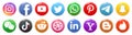 Kiev, Ukraine - April 11, 2023: Set of popular social media buttons icon. Facebook, instagram, twitter, youtube, pinterest,