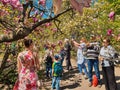 Ukrainians and tourists wandering in Kyiv National Botanical Garden