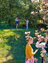 Ukrainians and tourists wandering in Kyiv National Botanical Garden