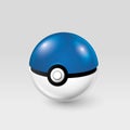 Kiev, Ukraine - 02 august, 2016: blue pokemonball vector illustration.