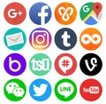 Collection of round popular social media logos