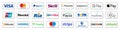 Kiev, Ukraine - August 17, 2023: Online payment methods icons set, company logos: Visa, Mastercard, Paypal, Bitcoin, Amazon Pay