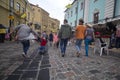 Kiev, Ukraine - August 09, 2019: Residents and tourists walk on Andreevsky Descent street