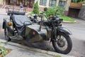 Kiev, Ukraine - August 30, 2016: Soviet military motorcycle Dnepr MV-650M parked on a city street