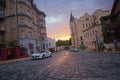 Kiev, Ukraine - August 30, 2016: Sunset on the street St. Andrew's descent