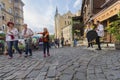 Kiev, Ukraine - August 24, 2017: Townspeople and tourists in the Andreevsky Descent