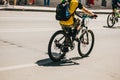 Kiev, Ukraine, 2019.06.01. Bicycle Festival. A group of cyclists rides through the streets on a sunny summer day Royalty Free Stock Photo