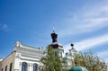 Church building architecture, Pechersk Lavra monastery with cupol against blue sky background Royalty Free Stock Photo