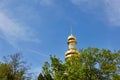 Church building architecture, Pechersk Lavra monastery with golden cupol against blue sky background Royalty Free Stock Photo