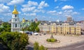 Kiev, Ukraine, city view with St. Sophia`s golden dome cathedral