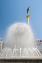 Kiev, Ukraine. Dandelion Fountain and Independence Monument on Independence Square.