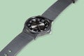 KIEV, UKRAINE - DECEMBER 03, 2019: black plastic wristwatch made by CASIO