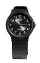 KIEV, UKRAINE - DECEMBER 03, 2019: black plastic wristwatch made by CASIO