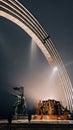 Kiev, Ukraine December 31, 2021: Monument arch Friendship of the peoples frienship arch at night with lights