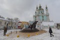 Kiev, Ukraine - February 25, 2018: Andrew`s Church after snowfall Royalty Free Stock Photo