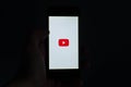 Kiev, Ukraine - February 27, 2019:View YouTube at night on the smartphone icon