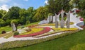 KIEV, UKRAINE-Flower Show Landscape Park in Kiev. The composition of the Shevchenko district of Kiev 