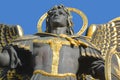 Gold plated bronze statue of Archangel Michael Saint patron of Kiev Royalty Free Stock Photo