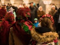 KIEV, UKRAINE - 14 JAN: The Young Girls in Ukrainian Traditional Ethnic Wear are Singing Carols at the Subway Station