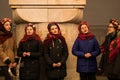 KIEV, UKRAINE - 14 JAN: The Young Girls in Ukrainian Traditional Ethnic Wear are Singing Carols at the Subway Station