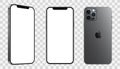 Kiev Ukraine - January 30 2021: Apple iPhone 12 Pro or Pro Max in graphite color. Mock-up screen front view iphone