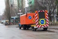 Kiev, Ukraine - January 03, 2018: Communal service workers repairing