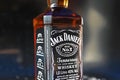 Kiev Ukraine, 01 January 2020, famous brand of strong alcohol whiskey Jack Daniels close-up