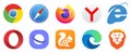 Kiev, Ukraine - January 15, 2021: Set popular logos internet browser. Google Chrome, Mozilla Firefox, Microsoft Edge, Internet