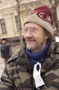 Kiev, Ukraine - January 18th: Protesting at the rally for President Petro Poroshenko`s resignation Royalty Free Stock Photo