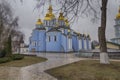 Kiev, Ukraine - January  31, 2020: View of the St. Michaels Golden-Domed Monastery with cathedral and bell tower seen Royalty Free Stock Photo