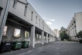 KIEV, UKRAINE - JULY, 2020: Empty courtyard of Taras Shevchenko National University of Kyiv. Courtyard of obsolete gray concrete