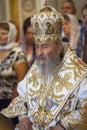 Kiev, Ukraine - July 12, 2018: His Beatitude Metropolitan of Kiev and All Ukraine Onufriy Berezovsky sitting and crying.