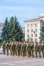 Kiev Ukraine July 2021 - military parade, rows of soldiers. Ukrainian army. Victory day