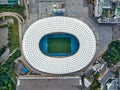 KYIV, UKRAINE - July 19, 2018. Aerial viev from drone to the stadium -National Sports Complex NSC Olimpiysky with the