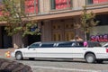 Kiev, Ukraine - July 30, 2017: Rented luxury white limousine on a city Royalty Free Stock Photo