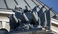 Sculptures on the building of the passenger railway station in Odessa