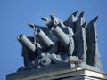 Sculptures on the building of the passenger railway station in Odessa