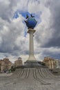 Kiev, Ukraine - July 02, 2017: Statue of a blue terrestrial globe with doves of peace around it in Independence square Royalty Free Stock Photo