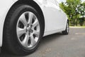 Kiev, Ukraine - July 2, 2018: White Opel Insignia, view of the car from the bottom