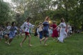 Kiev, Ukraine - July 06, 2018: Womens lead a dance to celebrate the traditional Slavic holiday