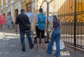 Kiev, Ukraine - June 16, 2016: Artists paint a cityscape on the stree