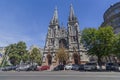 Kiev, Ukraine - June 10, 2018: Church of St. Nicholas in Kiev. Gothic church with pointed towers Royalty Free Stock Photo