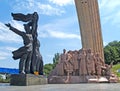 KIEV, UKRAINE. Fragment of the sculptural complex Arch of Friendship of Peoples