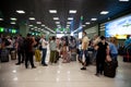 Kiev, Ukraine - June 26, 2020: Masked people at the Kiev airport. Public place during the quarantine period. Waiting for a flight