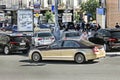 Kiev, Ukraine. June 10, 2017. Mercedes-Benz S-class W221 Carlsson. Gold Mercedes in motion