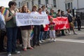 Kiev, Ukraine - June 18, 2017: Participants in the gay parade with banners with the inscriptions